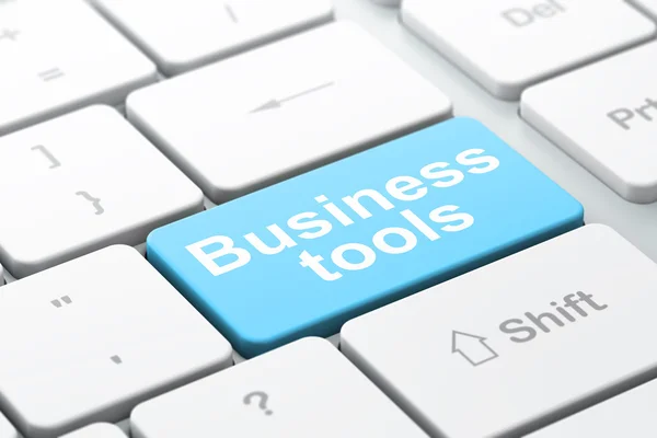 Finance concept: Business Tools on computer keyboard background — Stock Photo, Image