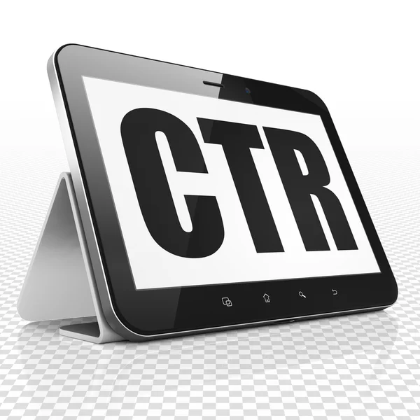 Finanzierungskonzept: Tablet-Computer mit CTR-Display — Stockfoto