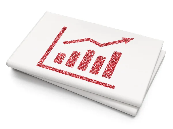 Concepto de negocio: Gráfico de crecimiento en el fondo del periódico en blanco —  Fotos de Stock