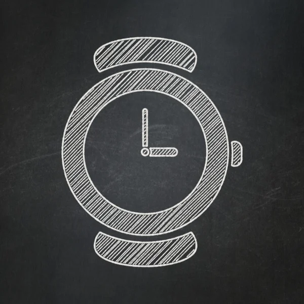 Timeline concept: Watch on chalkboard background — Stock Photo, Image