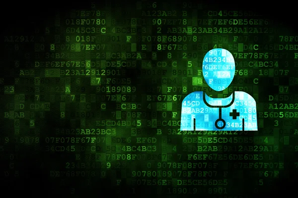 Gesundheitskonzept: Arzt vor digitalem Hintergrund — Stockfoto