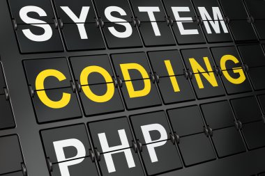 Software concept: Coding on airport board background
