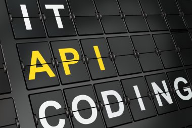 Programming concept: Api on airport board background