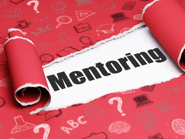 Learning concept: black text Mentoring under the piece of  torn paper — Stock Photo, Image