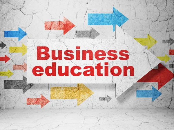 Concept d'éducation : flèche avec Business Education sur fond de mur grunge — Photo