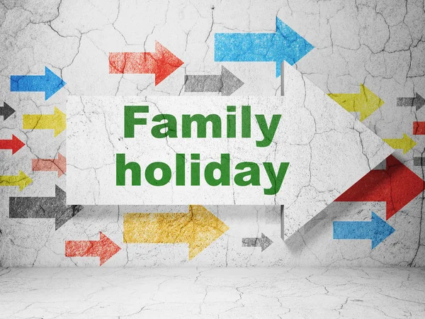 Vacation concept: arrow with Family Holiday on grunge wall background — Stock Photo, Image