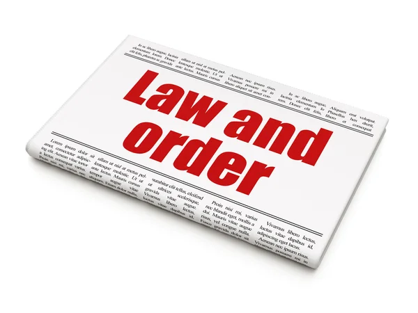 Concepto de ley: titular del periódico Ley y orden — Foto de Stock