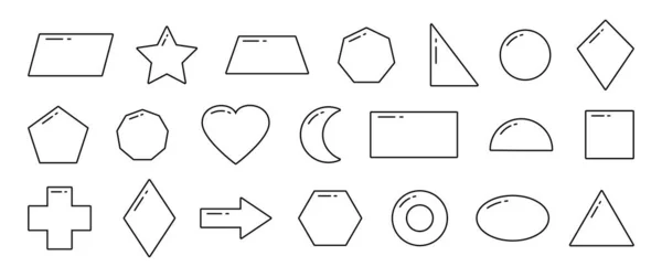 Γεωμετρικά Σχήματα Παιδιά Απλή Γραμμή Διανυσματικά Εικονίδια Βασικά Αντικείμενα Που — Διανυσματικό Αρχείο