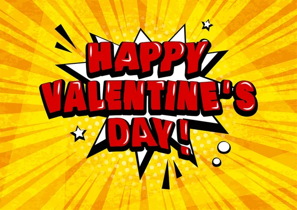 Feliz Día San Valentín Vector Burbuja Habla Cómica Sobre Fondo — Archivo Imágenes Vectoriales