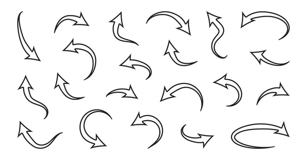 曲线箭头矢量图标 设置圆形箭头上下 黑线集合 简单的说明 — 图库矢量图片