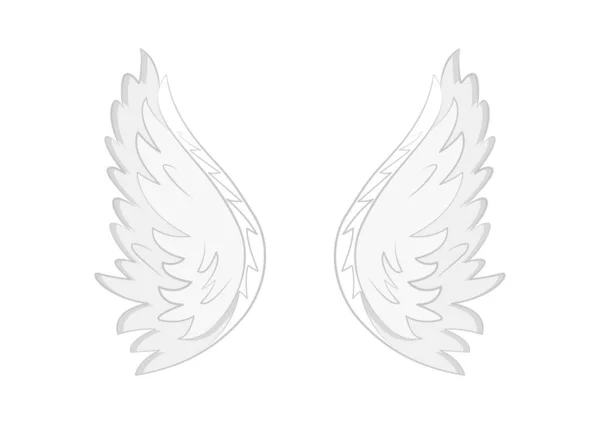 天使の翼 白い背景に隔離された白いペアの鳥の翼のアイコン 手描きイラスト — ストックベクタ