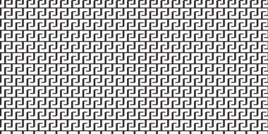 Yunan anahtar deseni pürüzsüz, daha dolambaçlı süs, geometrik vektör arkaplanı tekrarla, siyah ve beyaz çizgi baskısı. Soyut grafik çizimi