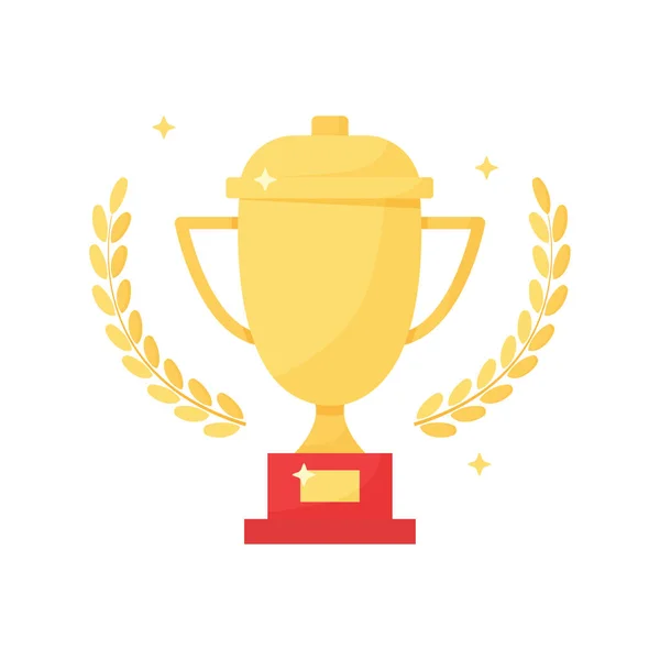 Golden Trophy Cup Laurel Wreath Vector Sport Award Champion Icon — Stock Vector