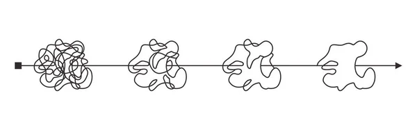 Linha Vetor Caos Scribble Bagunçado Clew Processo Complexo Início Fim — Vetor de Stock