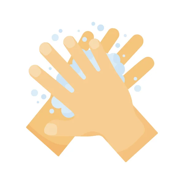 衛生だ 石鹸で手を洗う 消毒だ 白を基調としたベクトルイラスト — ストックベクタ