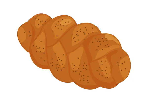 Icono Del Vector Challah Pan Trenzado Judío Navideño Pan Shabbat — Vector de stock