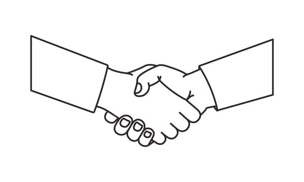Handshake vector line icon, black outline agreement symbol, shake hand. Business illustration