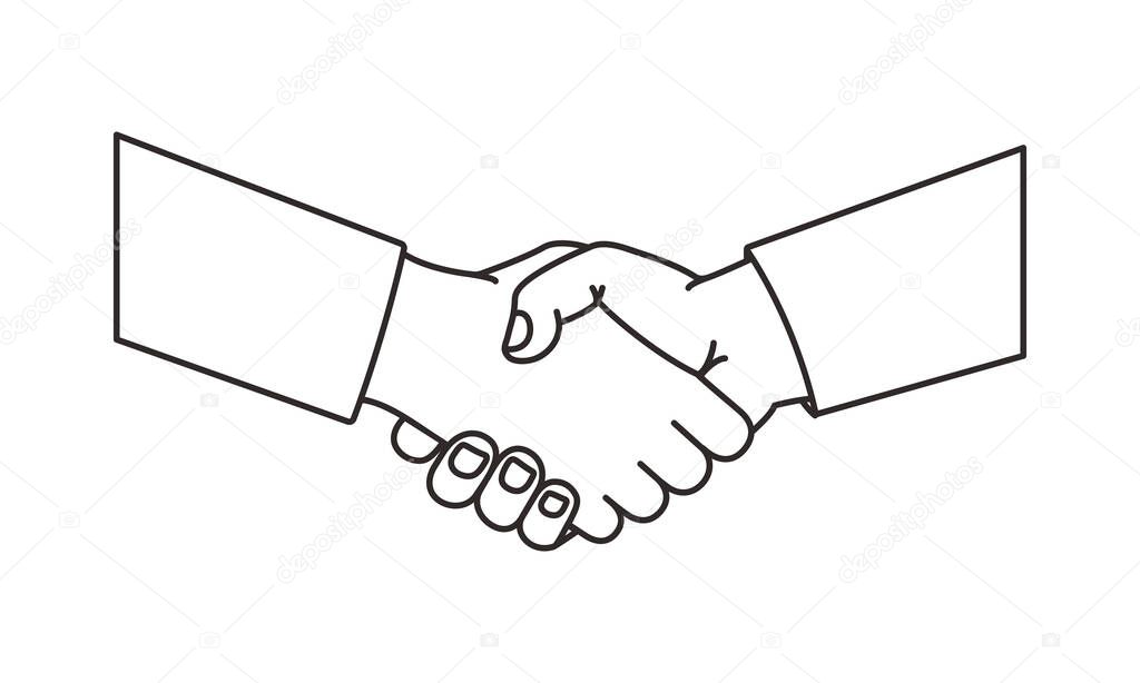 Handshake vector line icon, black outline agreement symbol, shake hand. Business illustration
