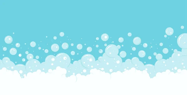 Soap Bubbles Foam Vector Background Transparent Suds Border Abstract Illustration — Stock Vector