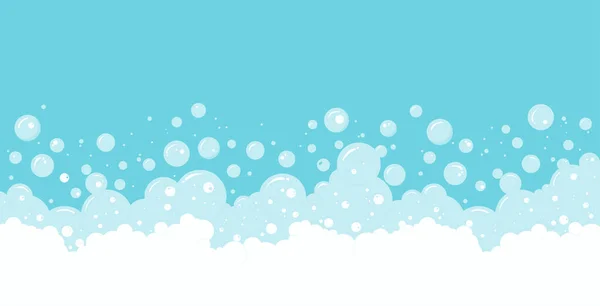 Soap Bubbles Foam Vector Background Transparent Suds Border Abstract Illustration — Stock Vector