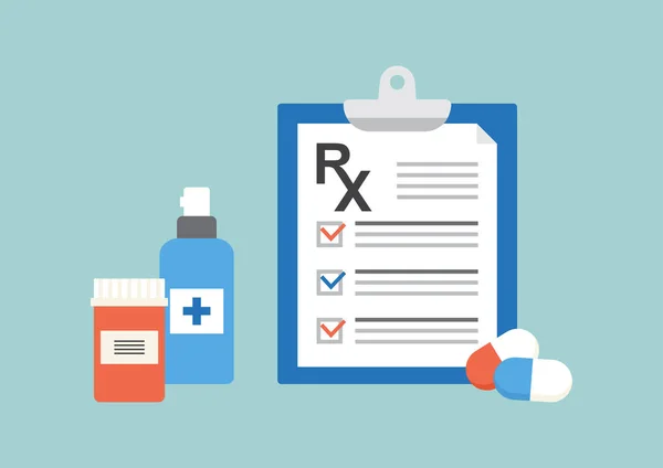 Formulaire Prescription Icône Vectorielle Document Papier Médical Assurance Sur Fond — Image vectorielle