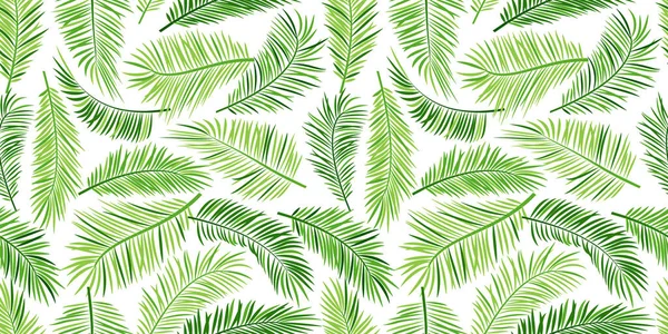Palm Leaf Seamless Pattern Green Tropic Tree Repeating Background Summer — Stock Vector