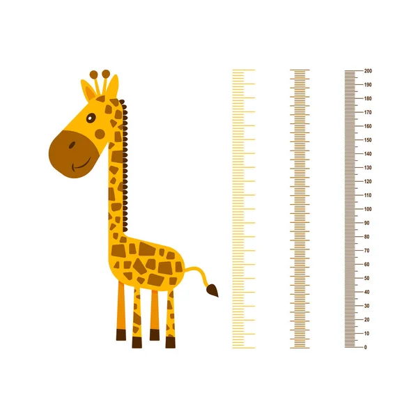 Régulateur Croissance Murs Compteur Enfants Avec Girafe Mignonne Joyeux Animal — Image vectorielle