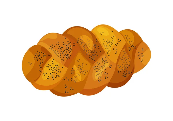 Icono Del Vector Challah Pan Trenzado Judío Navideño Pan Shabbat — Vector de stock