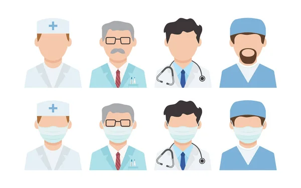 Icono Del Vector Los Médicos Desinfección Máscaras Faciales Trabajadores Médicos — Archivo Imágenes Vectoriales