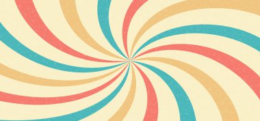 Swirl groovy starburst background, retro spiral carnival pattern. Candy radial colorful bg, abstract funky print. Disco stripe ray poster, wavy twist line grunge effect wallpaper. Vector illustration