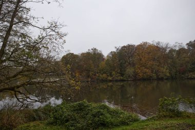 Lake view with Autumn trees at Roland Park Baltimore Maryland USA