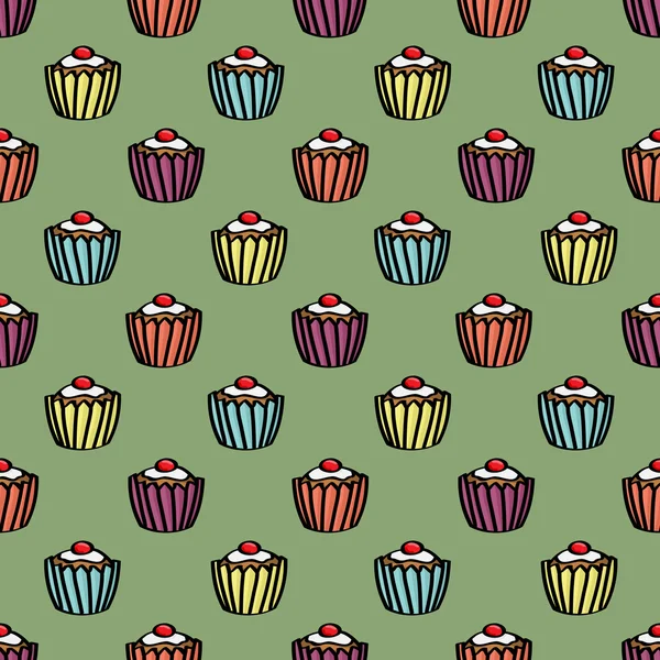 Seamless Cupcake Background — Stock Vector
