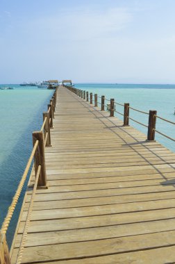 Bir tropik ada Beach ahşap İskelesi