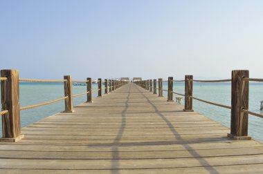 Bir tropik ada Beach ahşap İskelesi