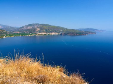 Panoramic view of the Saronic Gulf and the city of Palaia Epidavros on  Peloponnese Peninsula in Greece