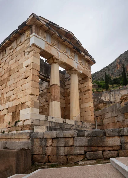 Panoramatický Pohled Syracuse Treasury Site Sloupy Delphi Řecku — Stock fotografie
