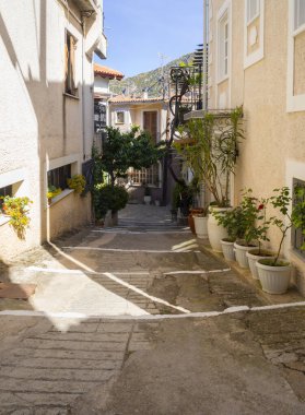 The narrow streets of the resort town of Arachova on Mount Parnassus in Greece
