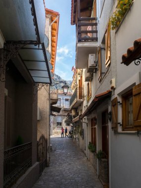 The narrow streets of the resort town of Arachova on Mount Parnassus in Greece