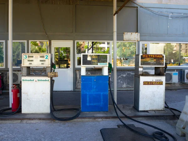 Abandoned Defunct Old Gas Station Central District Greek Capital Athens — Stock Photo, Image