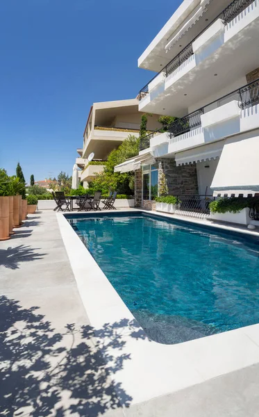 Swimming Pool Gorgeous View Apartment Sunny Hot Day Athens Greece Stock Photo