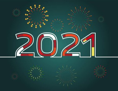 Mutlu yıllar, renkli 2021 sayıları, yeni yıl dekorasyonu için tasarım elemanları, 2021 vektörü.