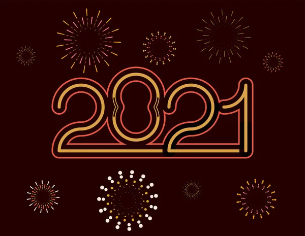 Heureux Nouvel Numéros 2021 Colorés Éléments Conception Pour Nouveau Décor — Image vectorielle