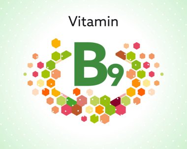 Vitamin B9 concept, Vitamin complex icon  clipart