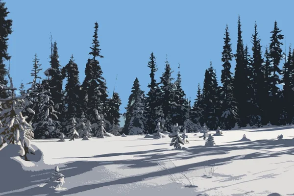 Alberi che si attaccano attraverso la neve profonda in inverno — Foto Stock