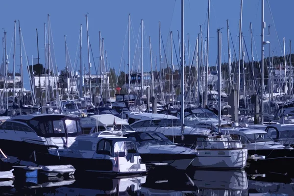 Segling och motorbåtar förtöjda i lymington marina — Stockfoto