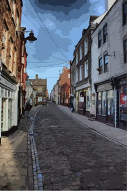 Eski Balık tutma kasaba Whitby bir Arnavut kaldırımlı sokakta