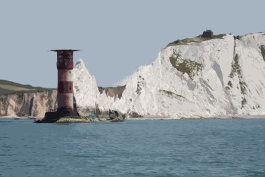 Kırmızı ve beyaz çizgili deniz feneri Sole n iğneler