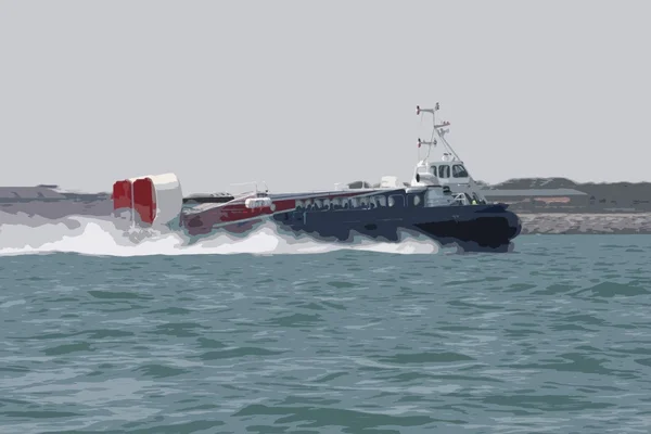 Passagier-Hovercraft rast über das Meer — Stockfoto