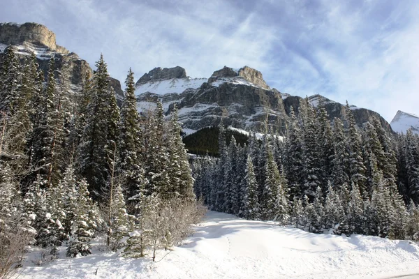 Montaña canadiense frente a un lago congelado —  Fotos de Stock