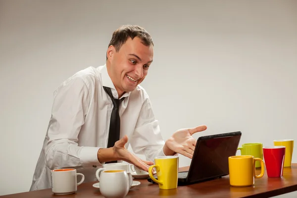 Young man at the computer — Stock Photo, Image